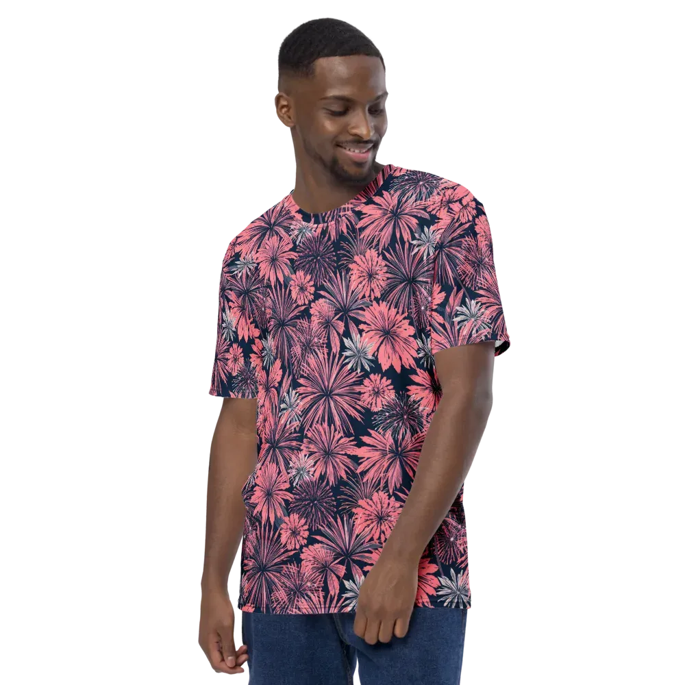 Midnight Coral Garden on Men's Crew Neck T-Shirt — Left