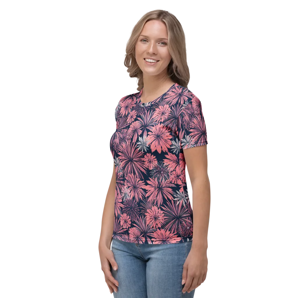 Midnight Coral Garden on Women's Crew Neck T-Shirt — Left