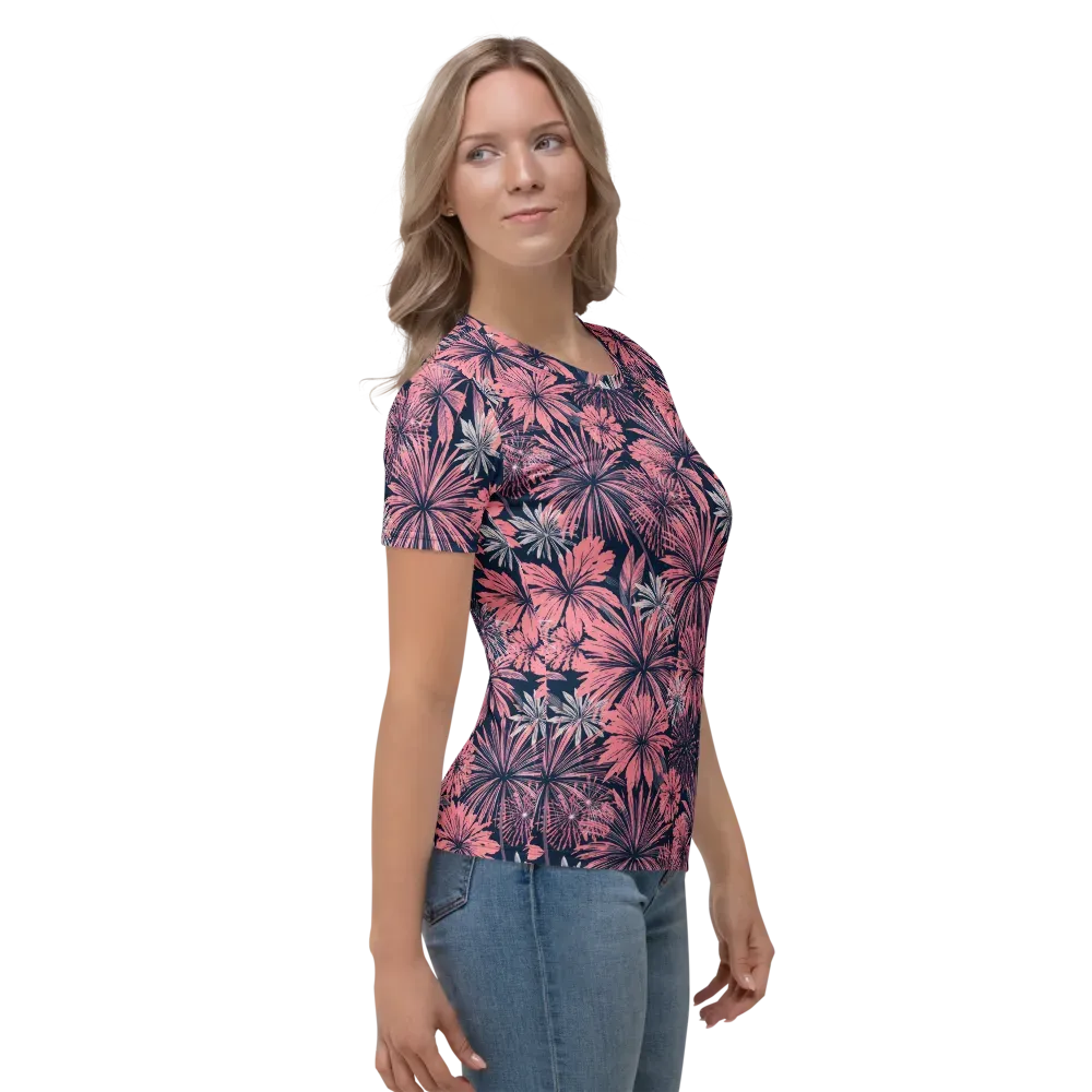 Midnight Coral Garden on Women's Crew Neck T-Shirt — Right