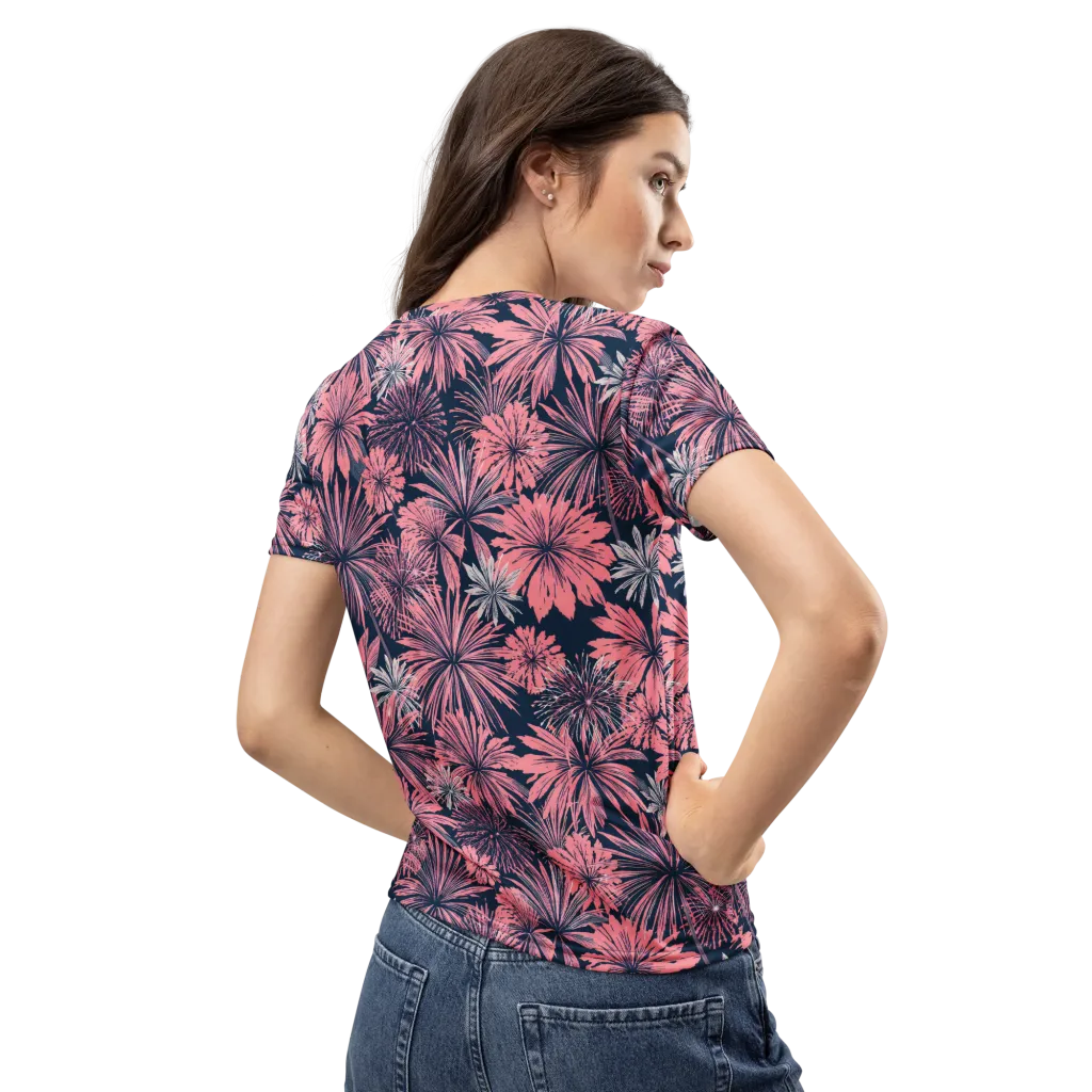 Midnight Coral Garden on Women's Crew Neck T-Shirt — Back