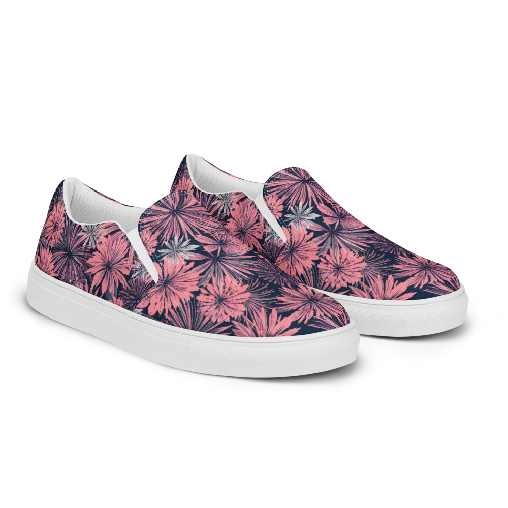 Midnight Coral Garden on Men's Slip-On Canvas Shoes — Right Front