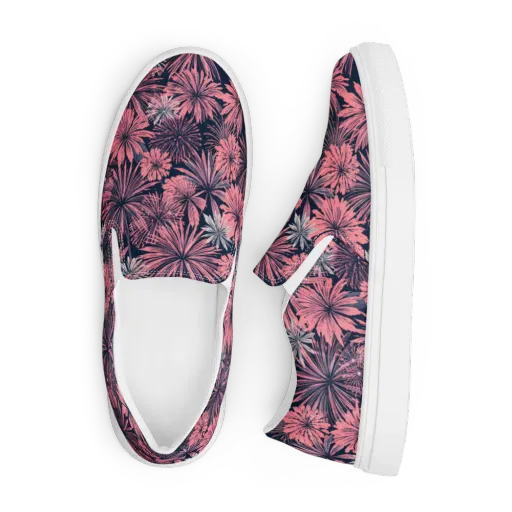 Midnight Coral Garden on a Men's Slip-On Canvas Shoes
