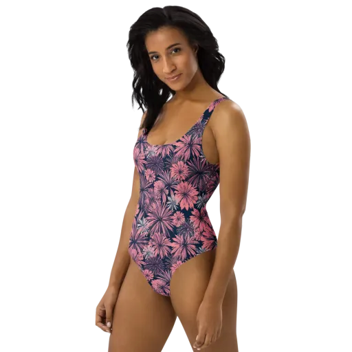 Midnight Coral Garden on a One-Piece Swimsuit