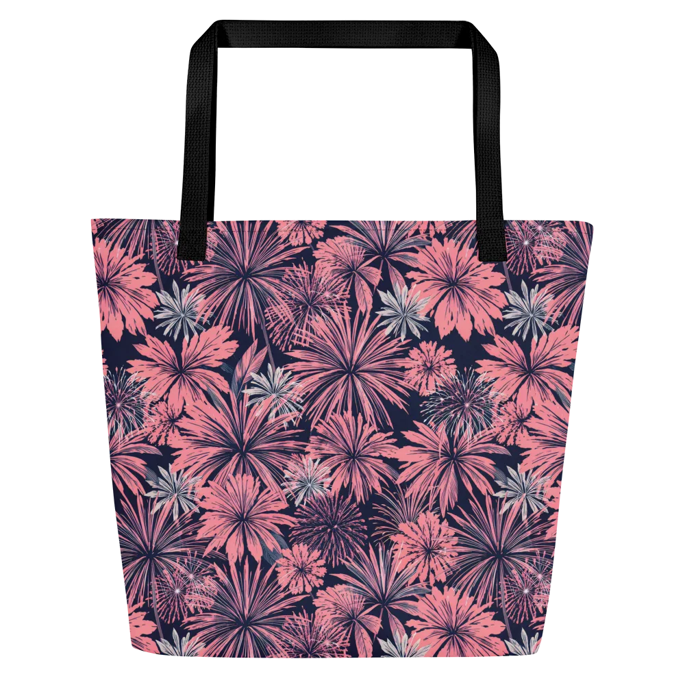 Midnight Coral Garden on Large Tote Bag W/ Pocket — Front