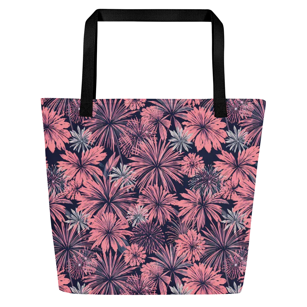 Midnight Coral Garden on Large Tote Bag W/ Pocket — Front