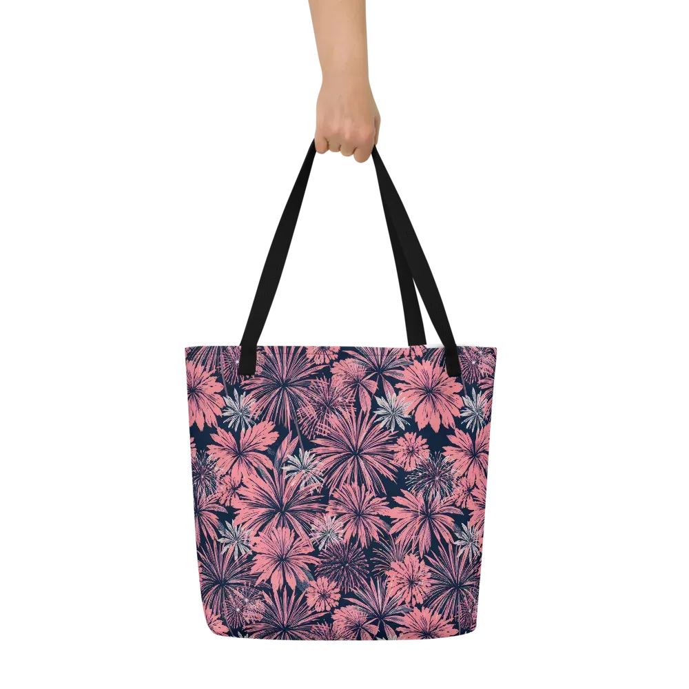 Midnight Coral Garden on Large Tote Bag W/ Pocket — Front