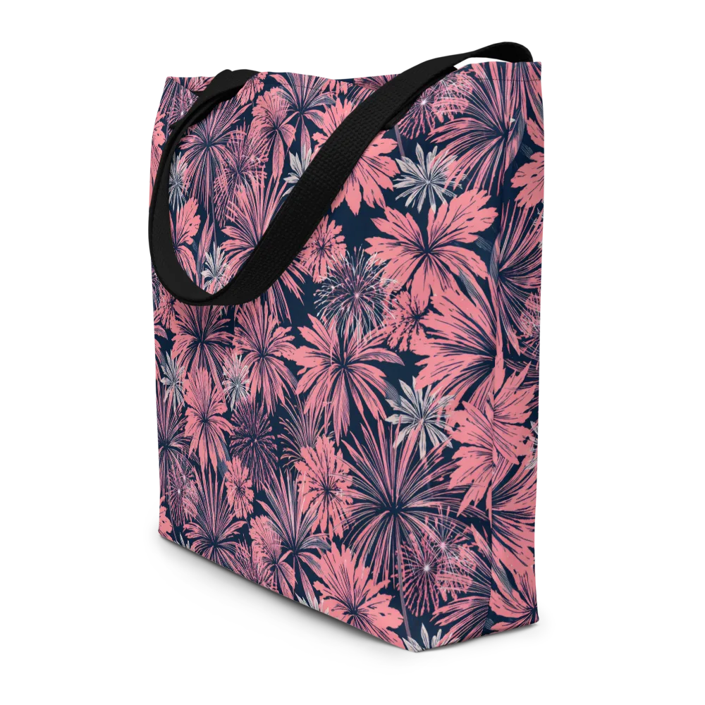 Midnight Coral Garden on Large Tote Bag W/ Pocket — Front