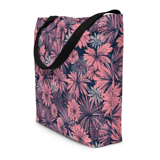 Midnight Coral Garden on a Large Tote Bag W/ Pocket