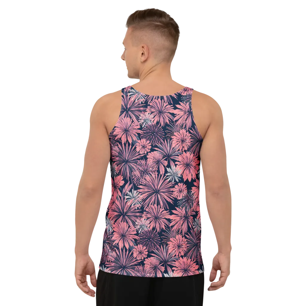 Midnight Coral Garden on Men's Tank Top — Back