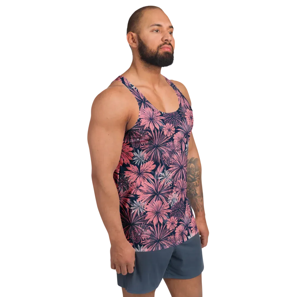 Midnight Coral Garden on Men's Tank Top — Right Front