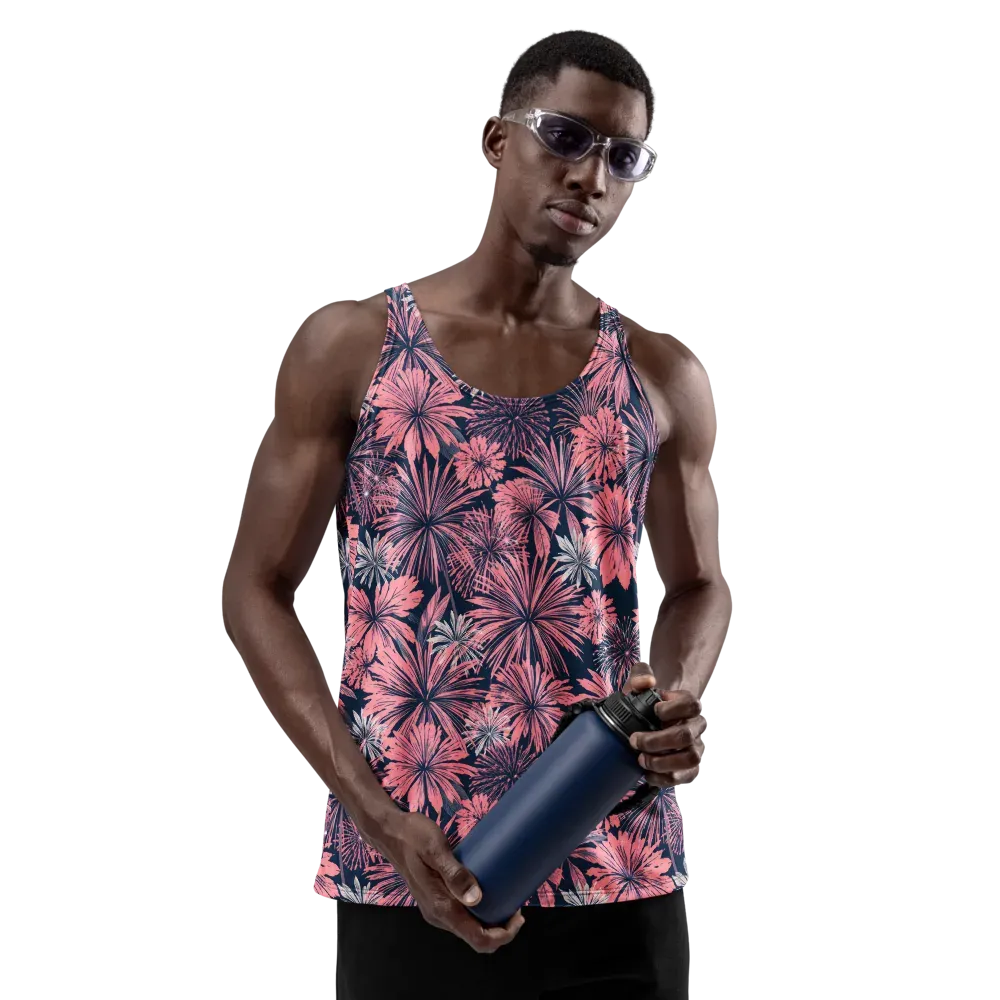 Midnight Coral Garden on Men's Tank Top — Front