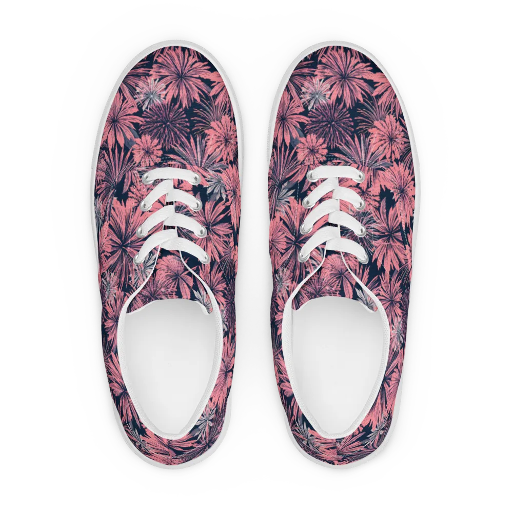 Midnight Coral Garden on Men's Lace-Up Canvas Shoes — Front