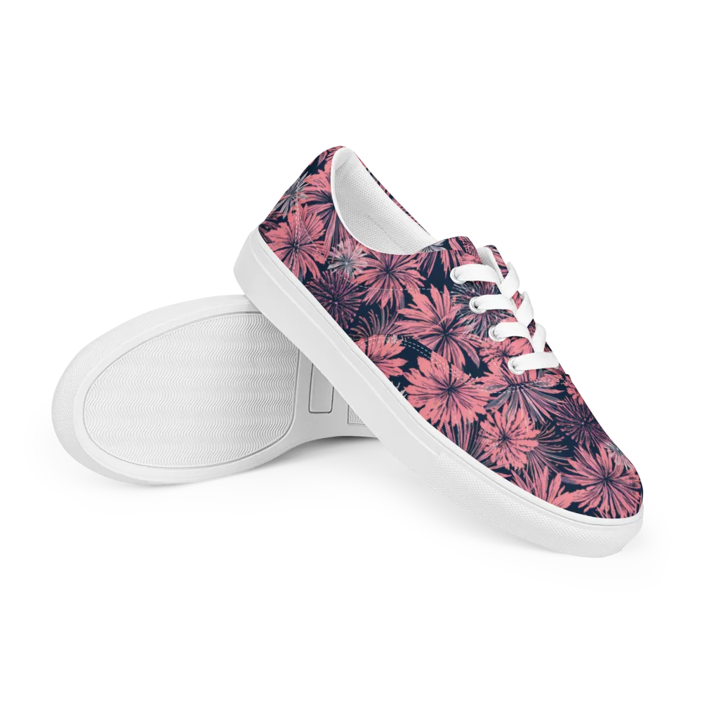 Midnight Coral Garden on Men's Lace-Up Canvas Shoes — Right Front