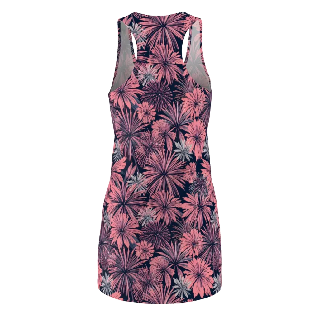 Midnight Coral Garden on Racerback Dress — Back