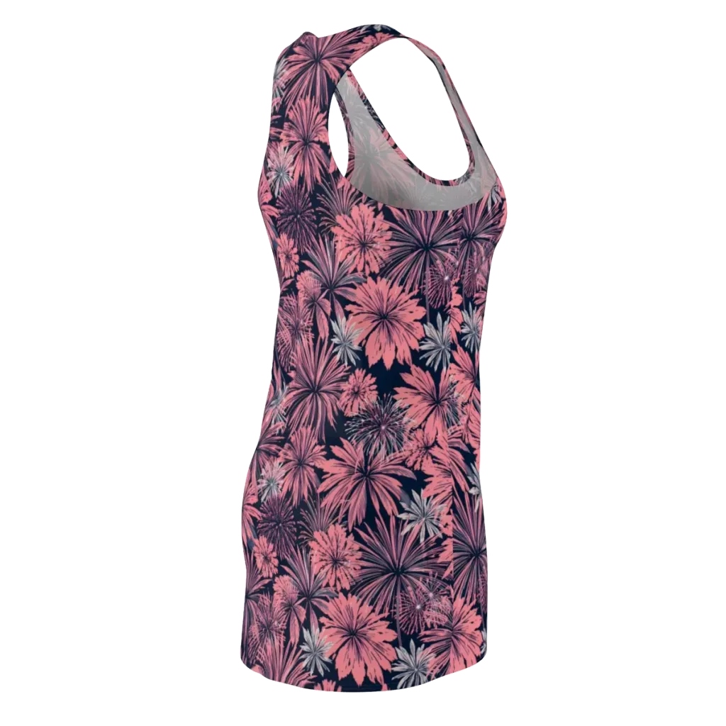 Midnight Coral Garden on Racerback Dress — Back Side