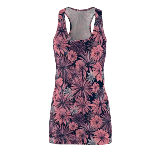 Midnight Coral Garden on a Racerback Dress