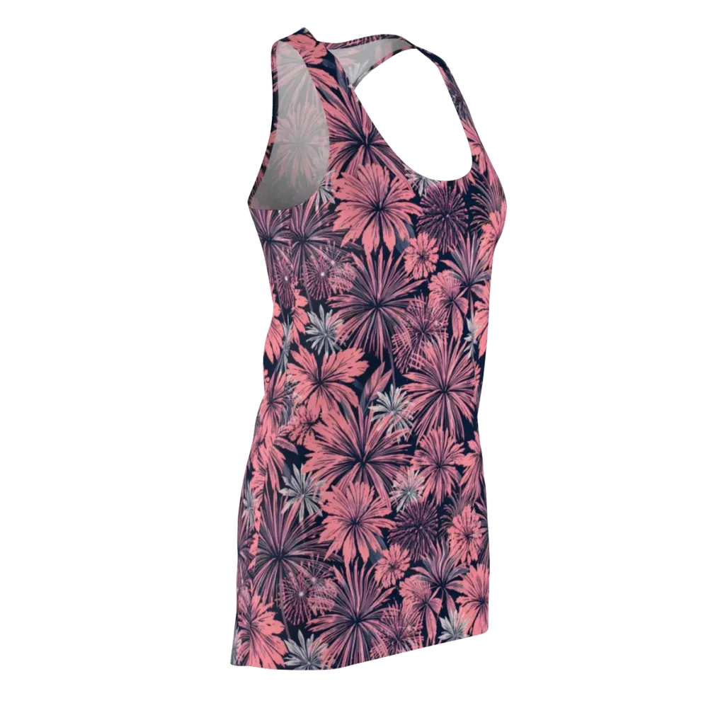 Midnight Coral Garden on Racerback Dress — Front Side