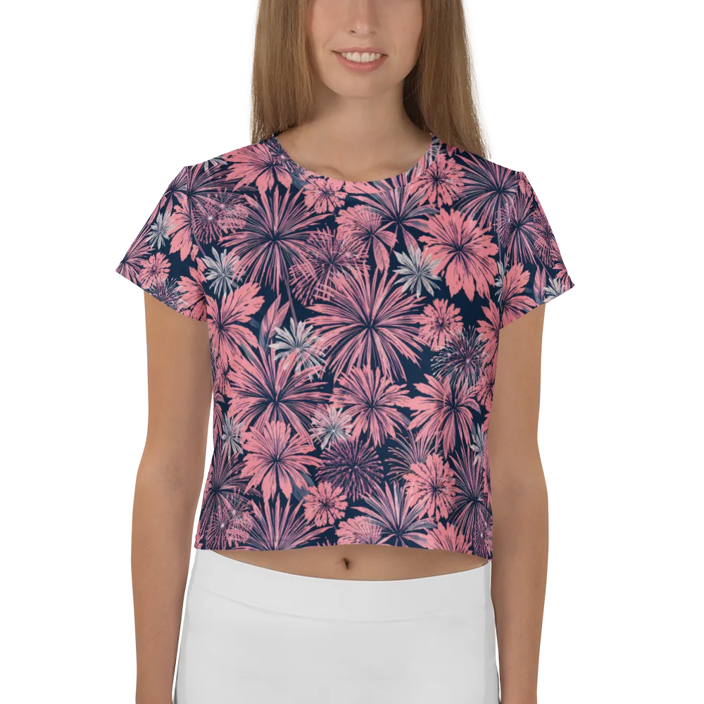 Midnight Coral Garden on Crop Tee — Front