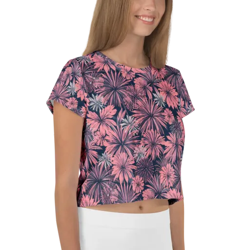 Midnight Coral Garden on a Crop Tee