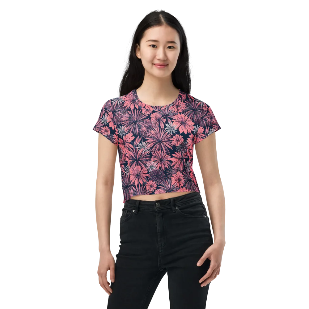Midnight Coral Garden on Crop Tee — Front