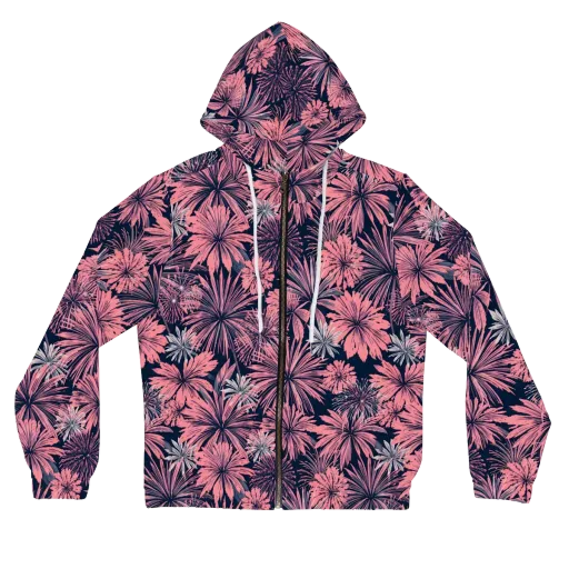 Midnight Coral Garden on a Women's Full-Zip Hoodie