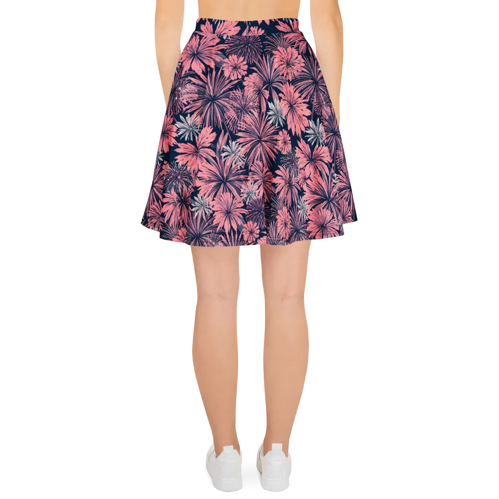 Midnight Coral Garden on Skater Skirt — Back