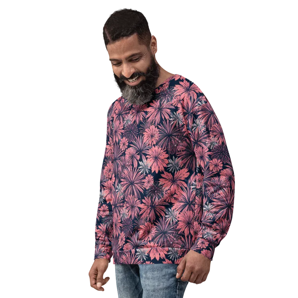 Midnight Coral Garden on Sweatshirt — Left Front