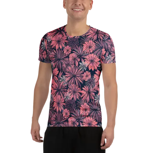 Midnight Coral Garden on a Men's Athletic T-Shirt