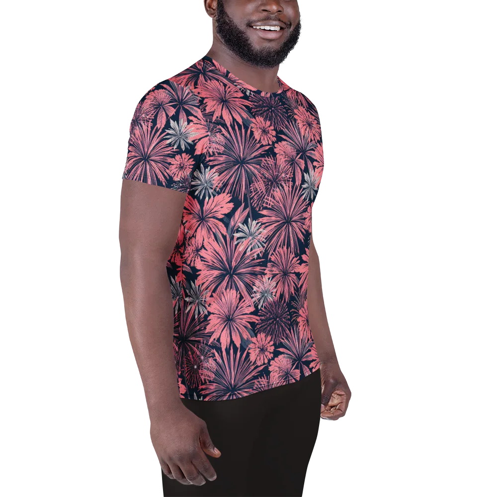 Midnight Coral Garden on Men's Athletic T-Shirt — Right