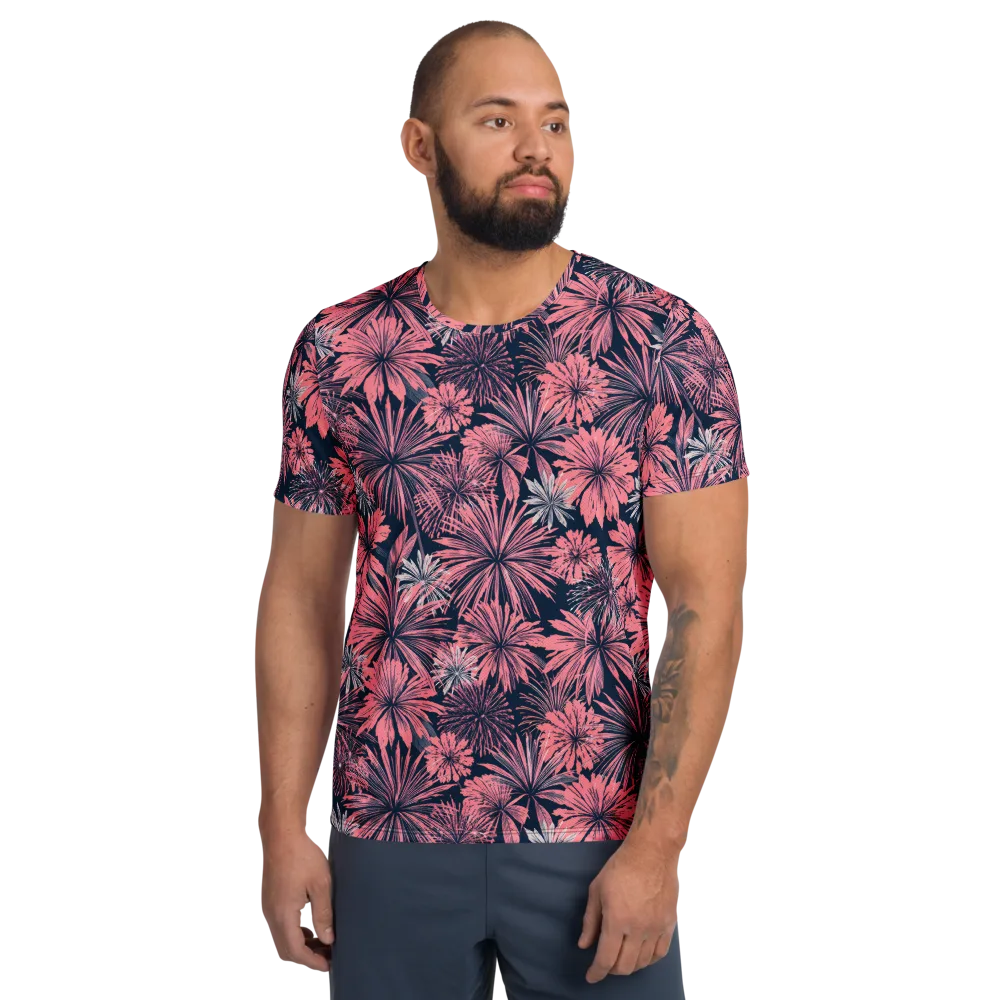 Midnight Coral Garden on Men's Athletic T-Shirt — Front