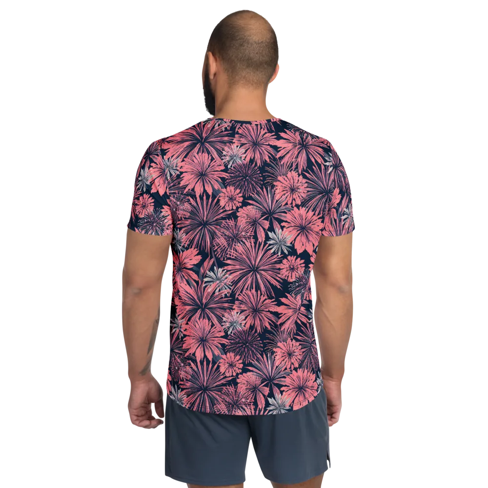 Midnight Coral Garden on Men's Athletic T-Shirt — Back