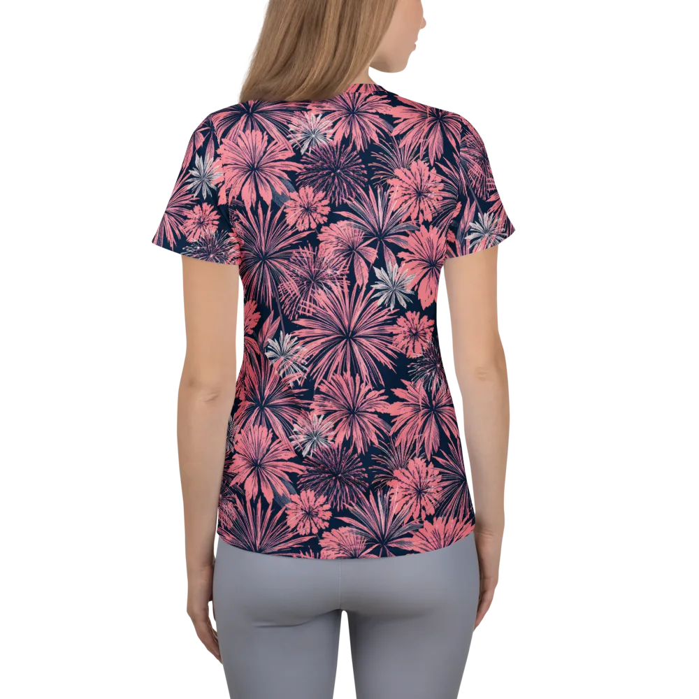 Midnight Coral Garden on Women's Athletic T-Shirt — Back