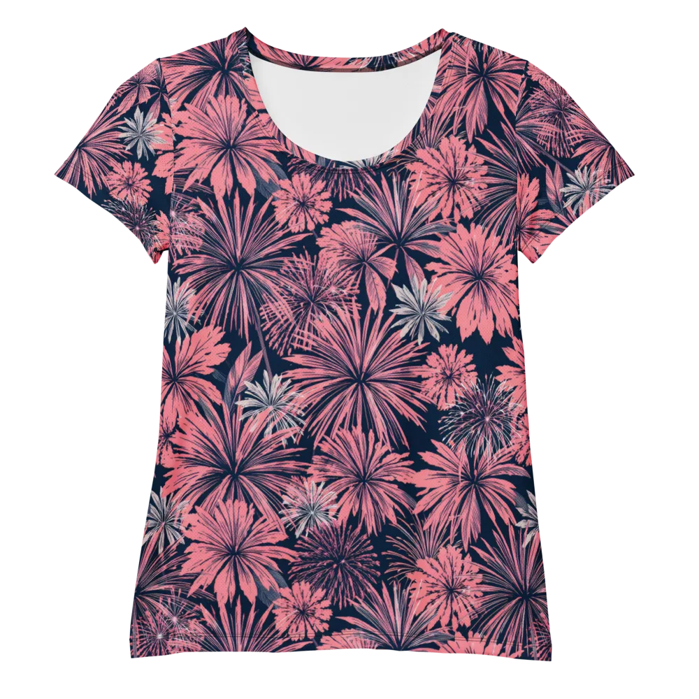 Midnight Coral Garden on Women's Athletic T-Shirt — Front