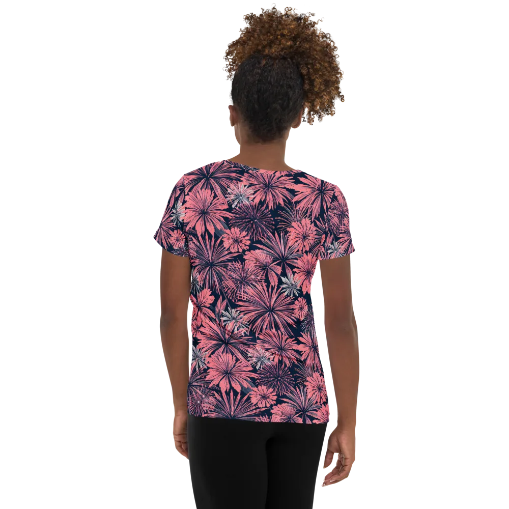 Midnight Coral Garden on Women's Athletic T-Shirt — Back