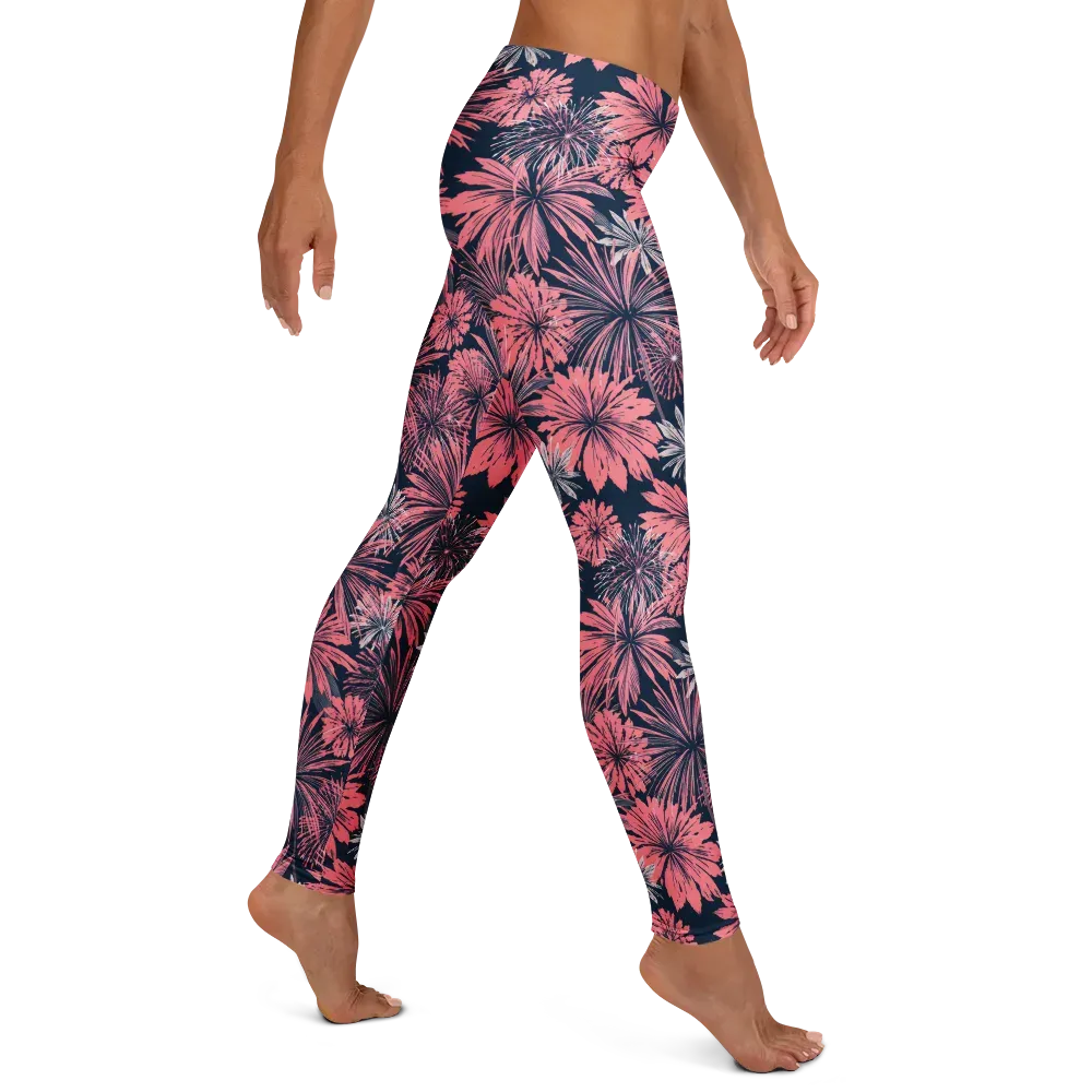 Midnight Coral Garden on Leggings — Right