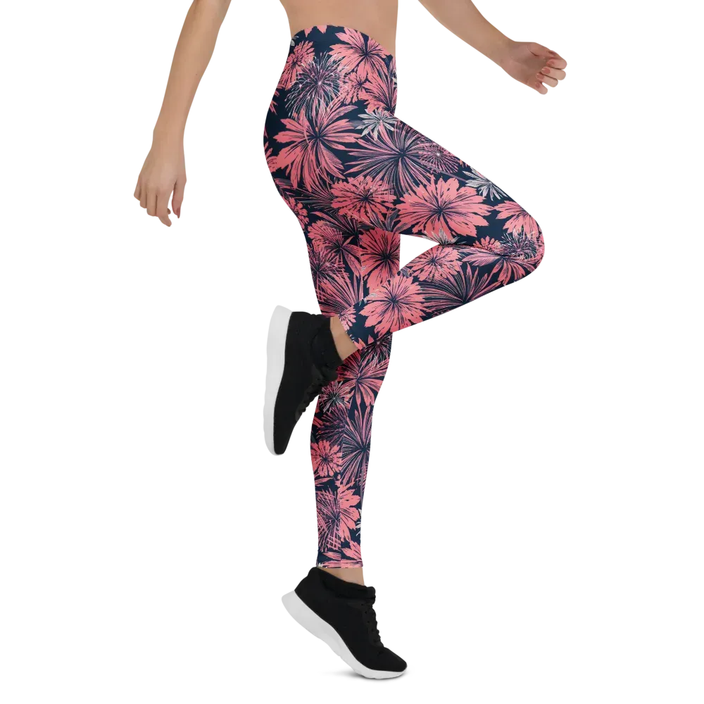 Midnight Coral Garden on Leggings — Right
