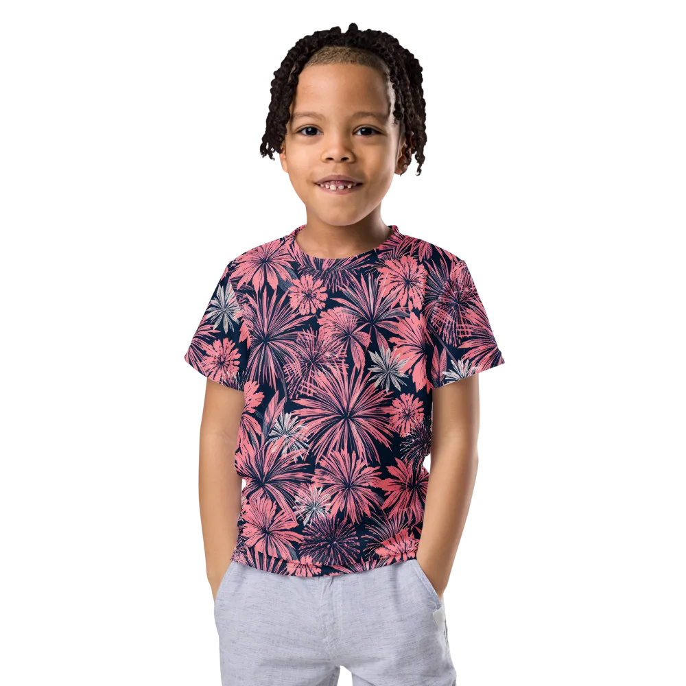 Midnight Coral Garden on Kids Crew Neck T-Shirt — Front