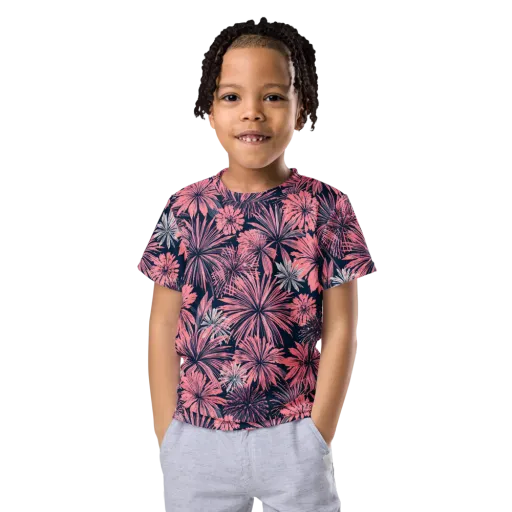 Midnight Coral Garden on a Kids Crew Neck T-Shirt
