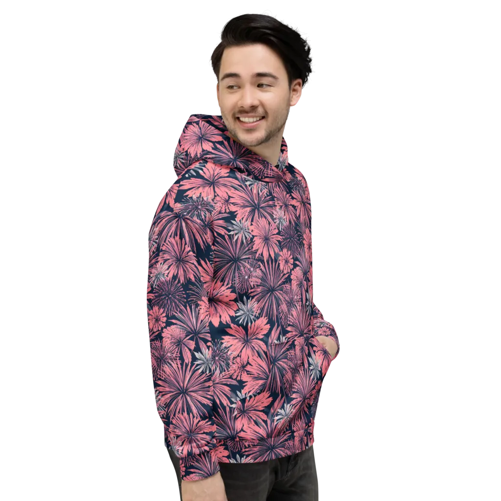 Midnight Coral Garden on Hoodie — Right