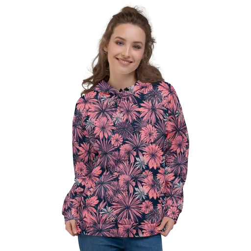 Midnight Coral Garden on a Hoodie