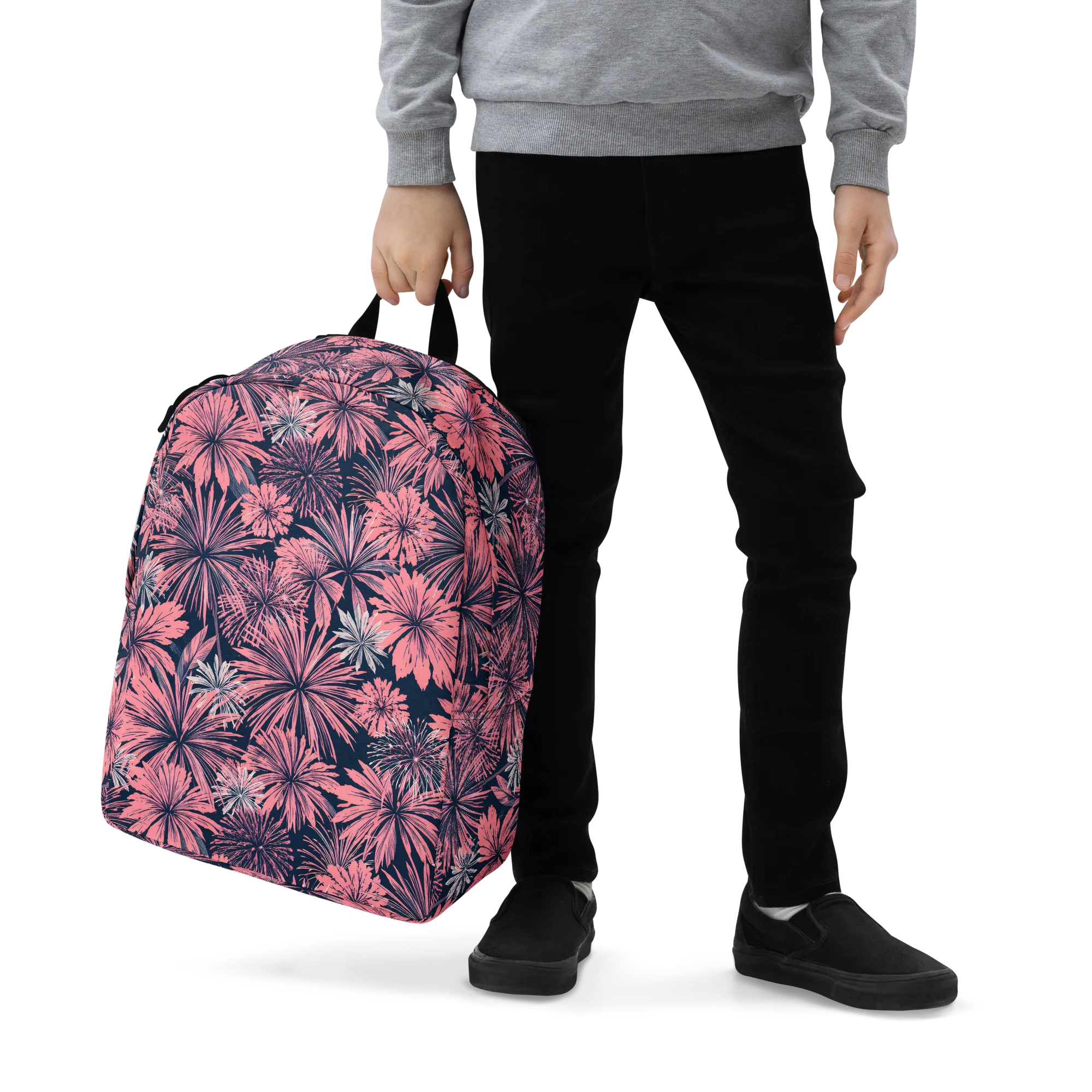 Midnight Coral Garden on Minimalist Backpack — Zoomed-in