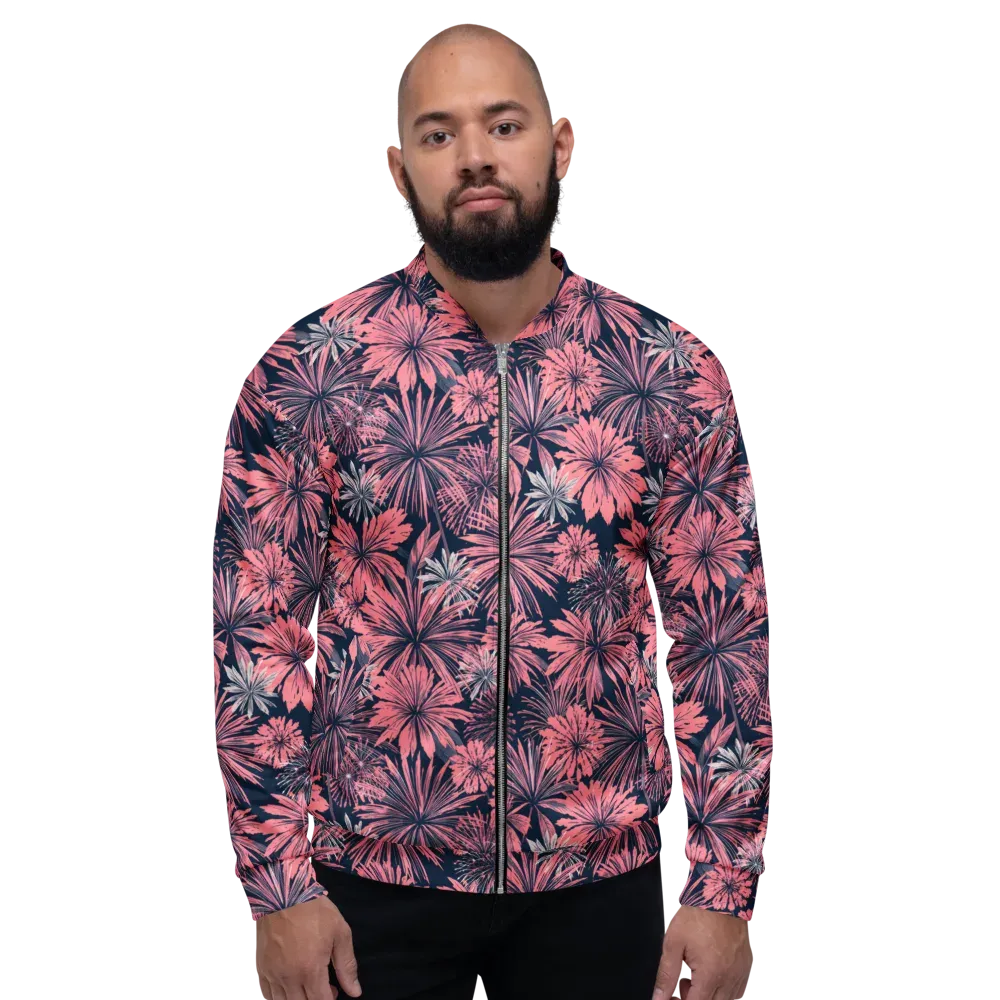 Midnight Coral Garden on Bomber Jacket — Front