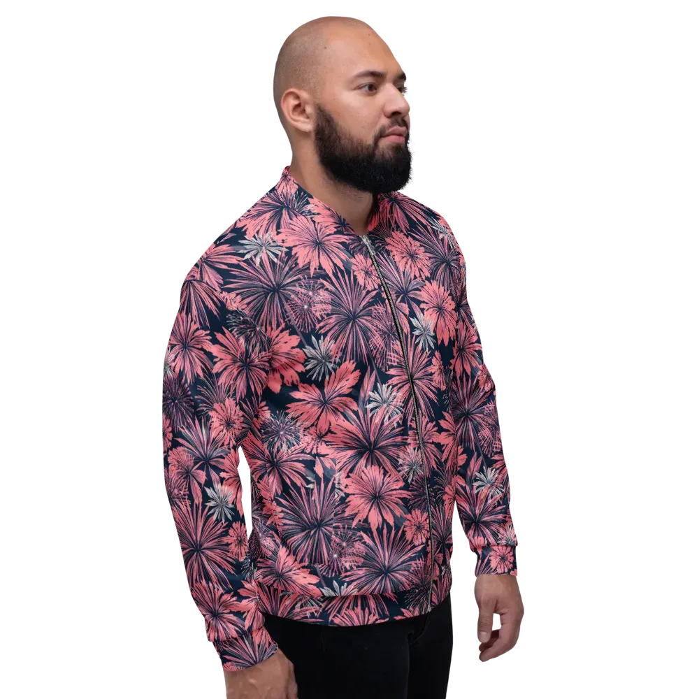 Midnight Coral Garden on Bomber Jacket — Right