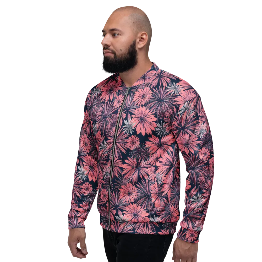 Midnight Coral Garden on Bomber Jacket — Left