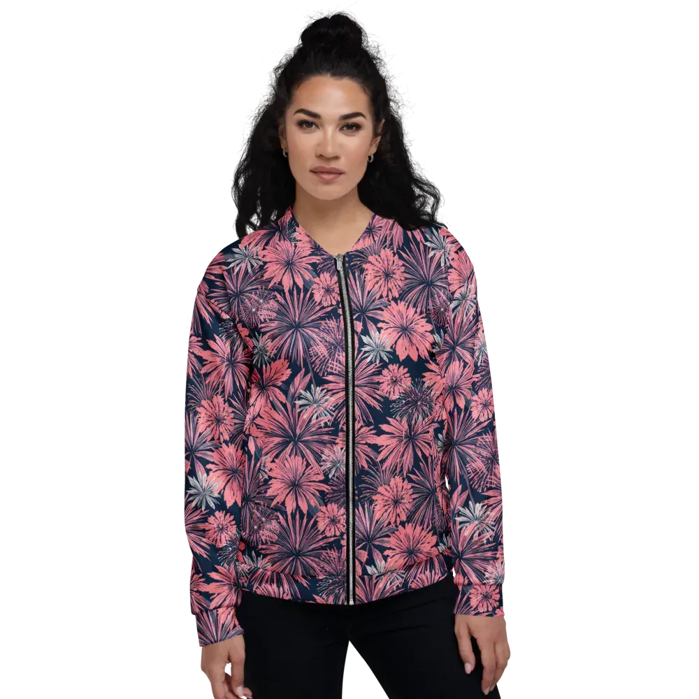 Midnight Coral Garden on Bomber Jacket — Front