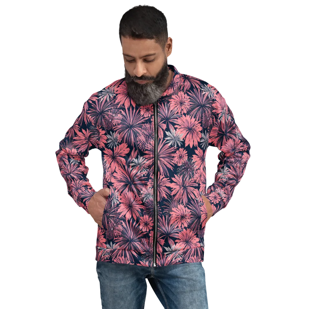 Midnight Coral Garden on Bomber Jacket — Front