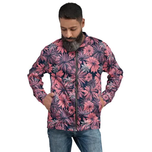 Midnight Coral Garden on a Bomber Jacket