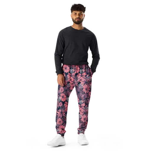 Midnight Coral Garden on a Men's Joggers