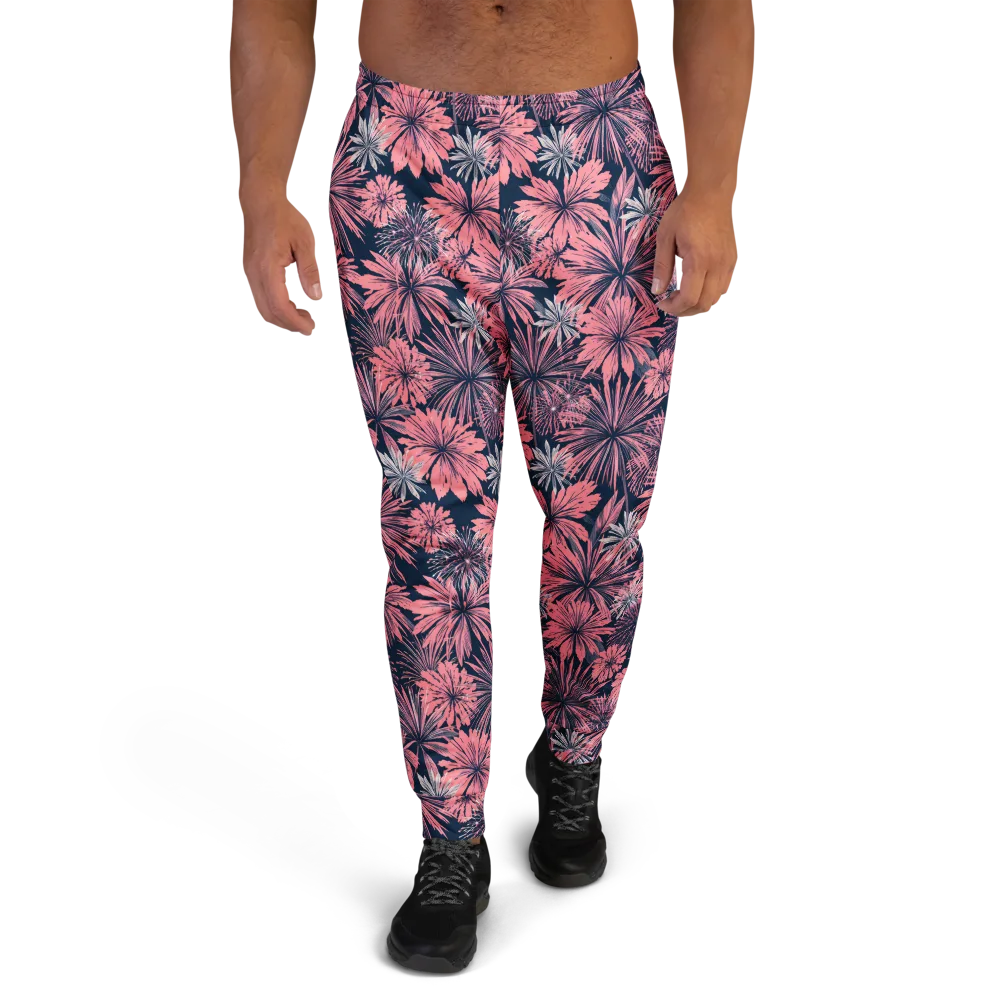 Midnight Coral Garden on Men's Joggers — Front