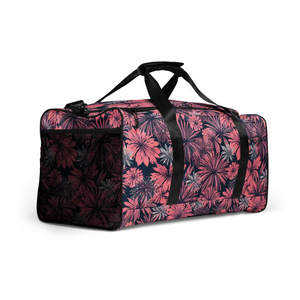 Midnight Coral Garden on Duffle Bag — Right Front